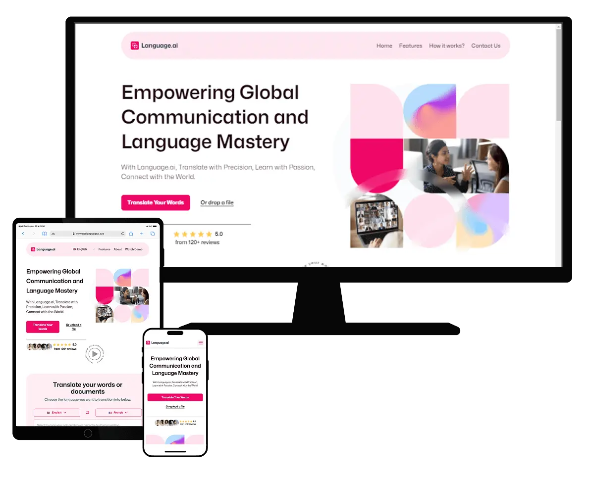 Language AI image on desktop, tablet and mobile
