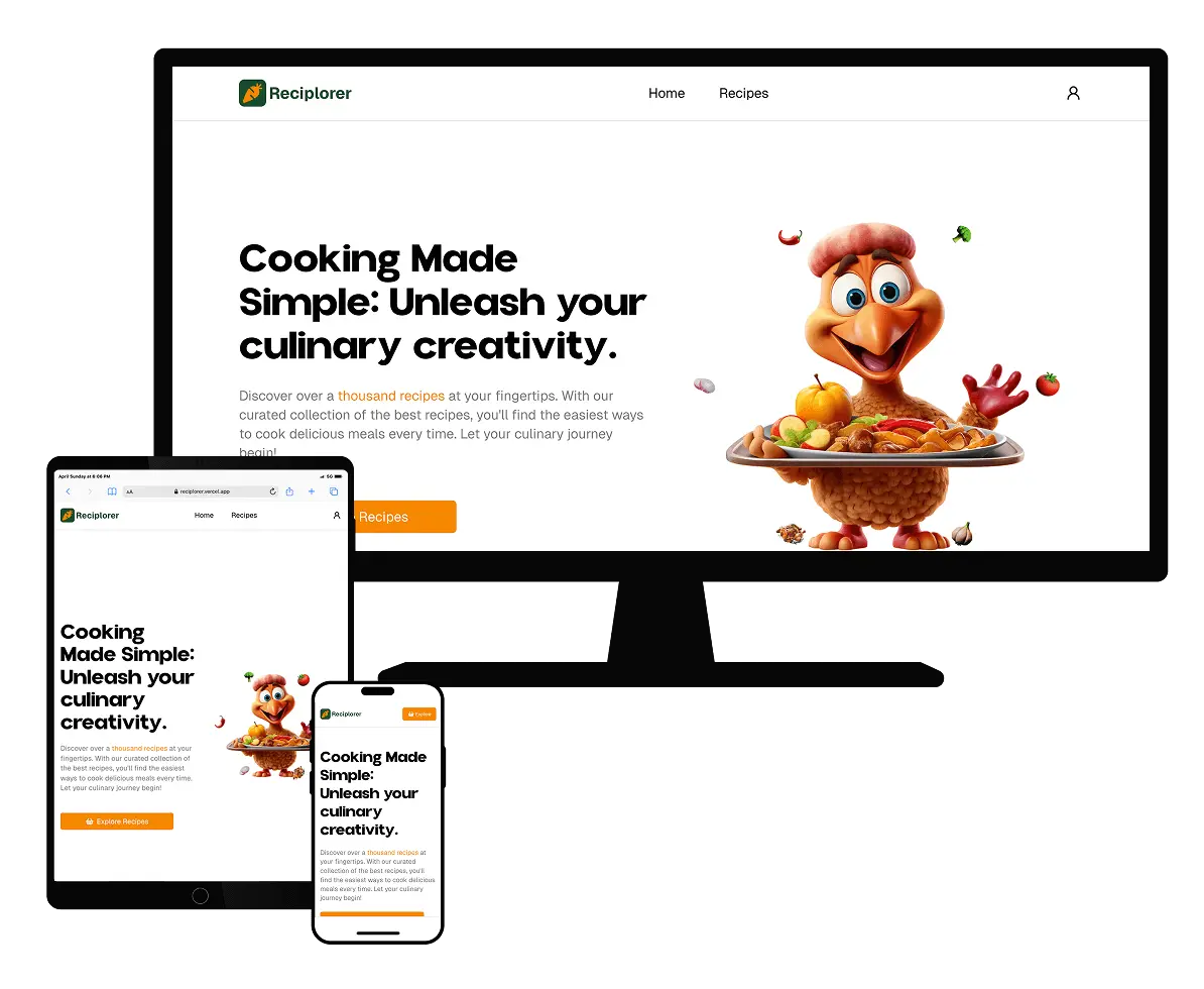 Reciplorer image on desktop, tablet and mobile