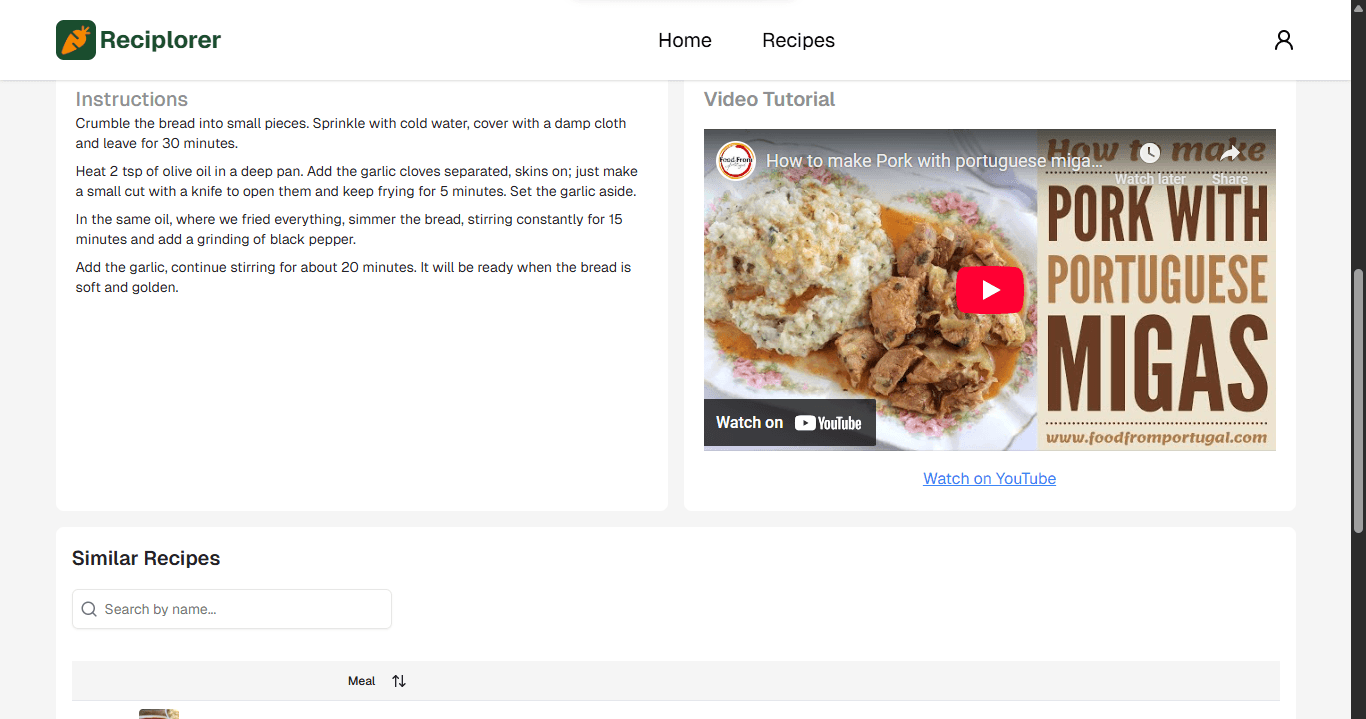 Reciplorer's screenshot